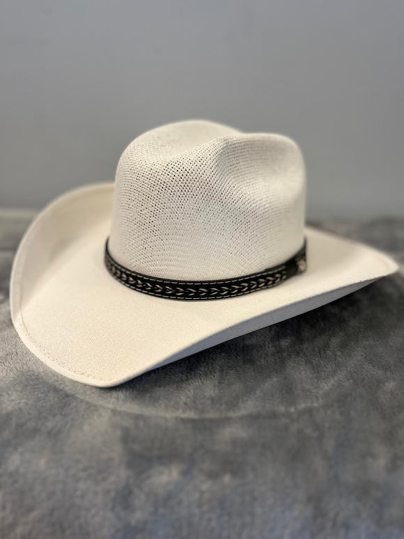 Modestone Straw Cowboy Hat White Style 1234