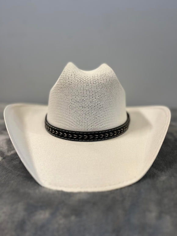 Modestone Straw Cowboy Hat White Style 30905