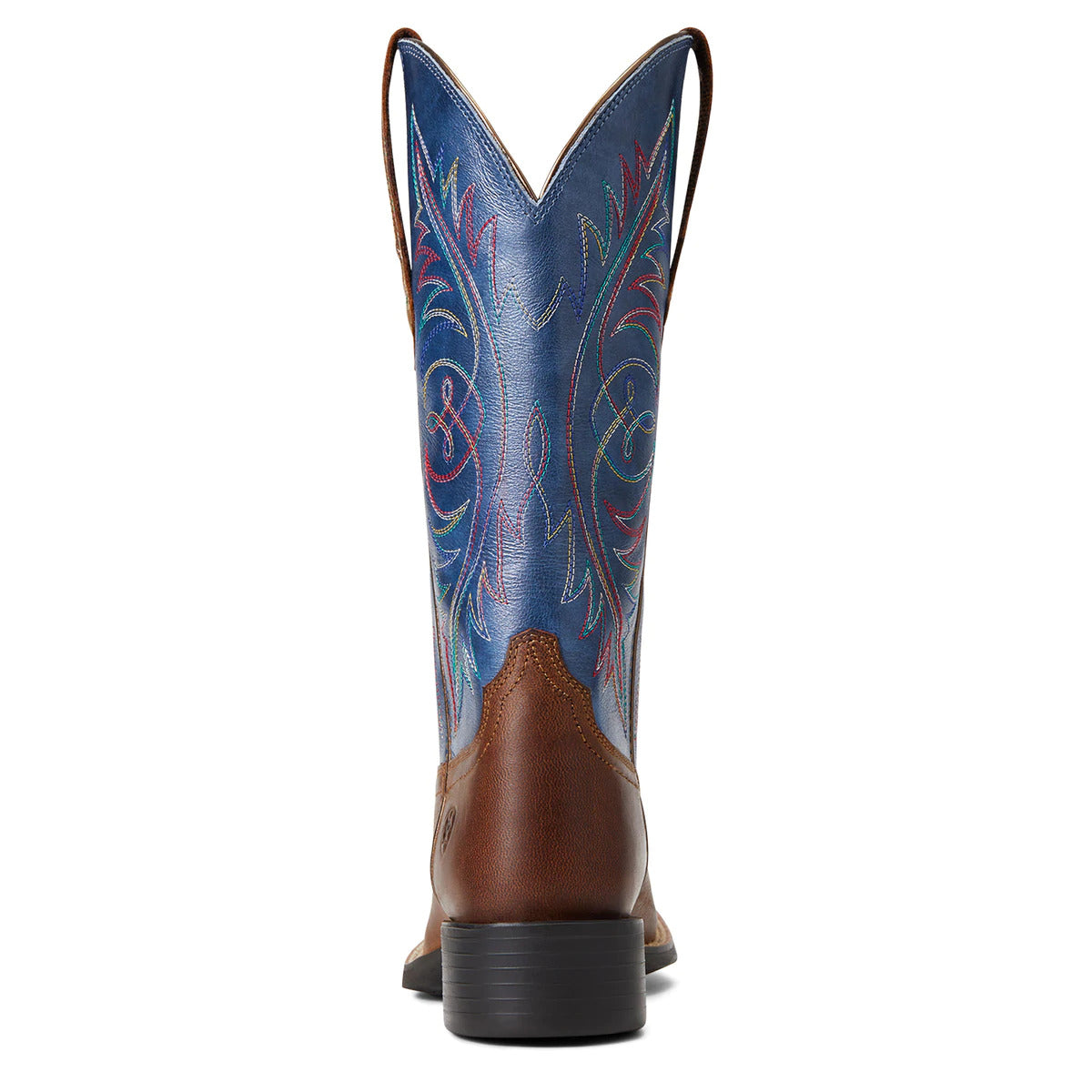 Ariat Womens Round Up Wide Square Toe Stretchfit Sassy Brown / Metallic Navy