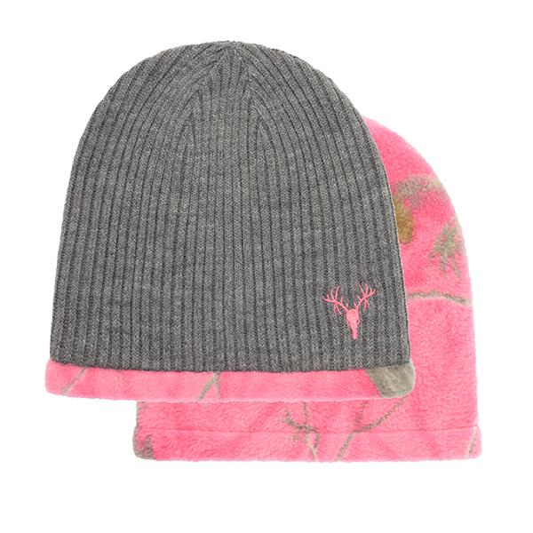 Ladies Knit Beanie, Reversible AP Pink Camo Hunting Continental Sports Inc.