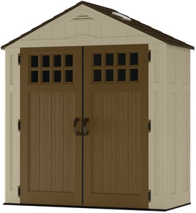 Suncast Everett BMS6310 Storage Shed, 94 cu-ft Capacity, 57 in W x 72 in H Door, Lockable Door, Resin