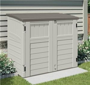 Suncast Stow-Away BMS2500 Storage Shed, 34 cu-ft Capacity, 46-1/4 in W x 40-1/4 in H Door, Padlockable Door, Resin Outdoor Storage Suncast
