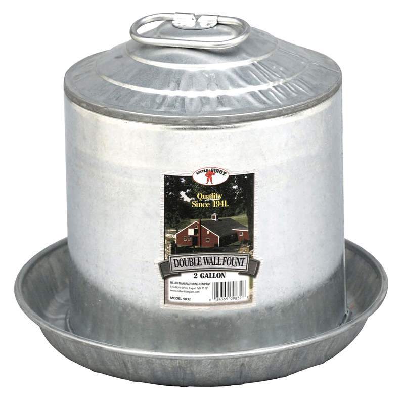 Fount - Double Wall - Galvanized Poultryfeeder Kane Vet Supplies 2 gallon