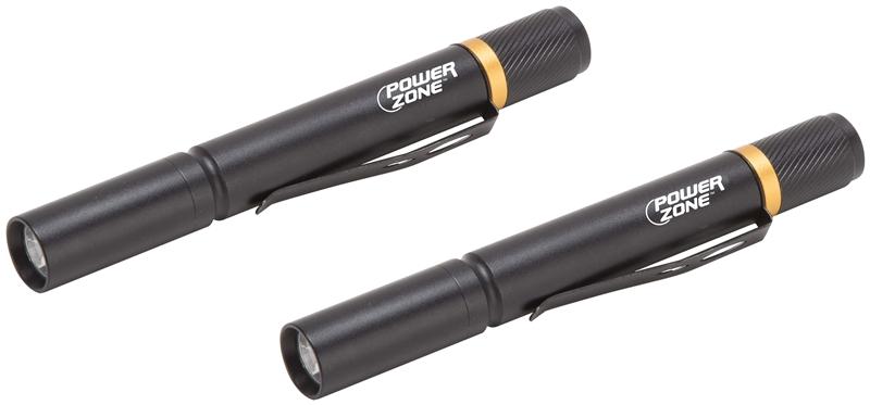 PowerZone 12245, 2 Pack Aluminum LED Penlight Flashlights orgill