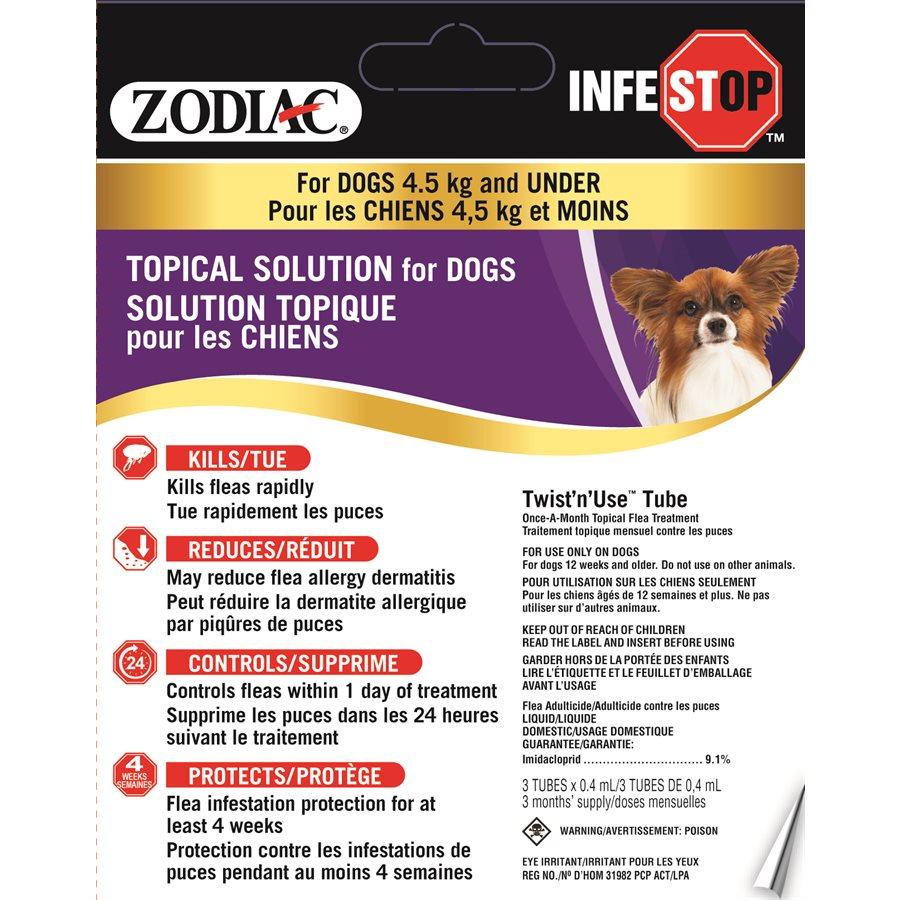 Zodiac Infestop Topical Flea Adulticide for Dogs Under 4.5KG Dog Supplies Zodiac