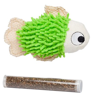 Bud-Z Green Fish w Catnip Tube Cat Toy 4.5in