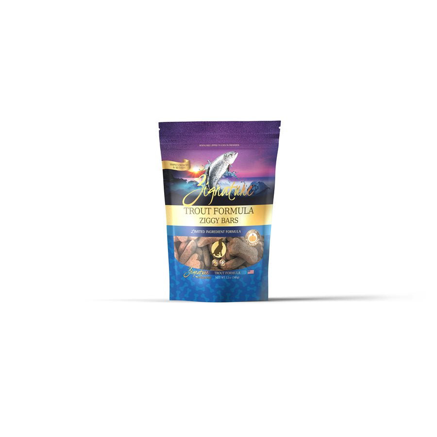 Zignature Ziggy Bars Trout Formula Biscuit Treats for Dogs 12oz