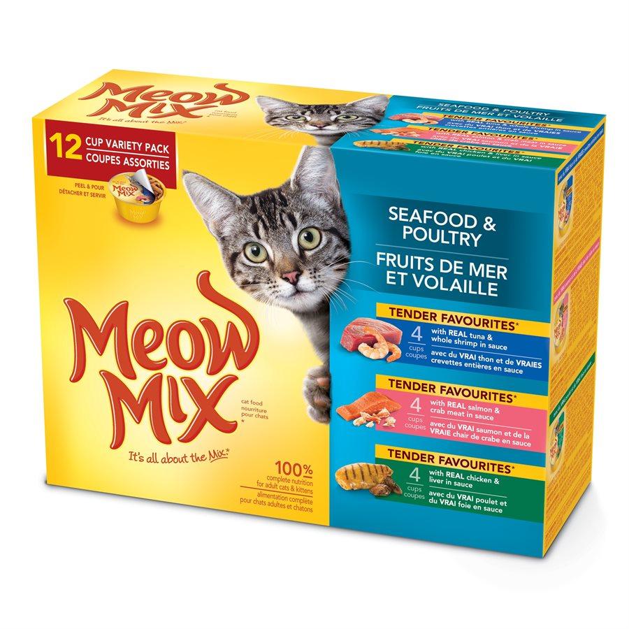 Smuckers Meow Mix Tender Favourites Seafood & Poultry Variety Pack 4x12/78g Cat Food J.M.Smuckers