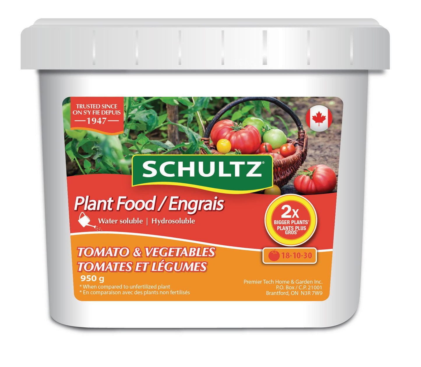 Schultz Water Soluble Plant Food Tomatoes & Vegetables 18-10-30 950g Lawn and Garden Schultz