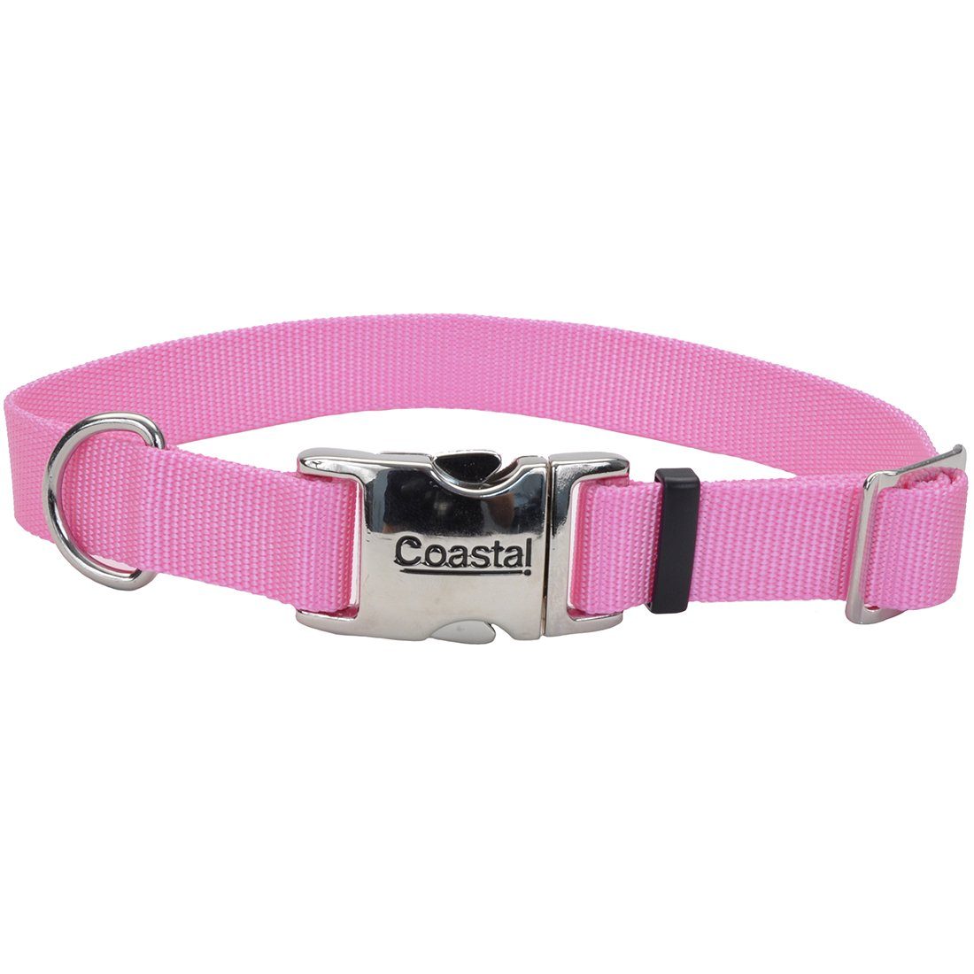 Coastal® Adjustable Dog Collar with Metal Buckle - 3/4in x 14-20in Pink Bright KB Depot Express