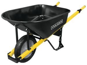 Vulcan 34472 Contractor Wheelbarrow, 6 cu-ft Volume, Steel, 16 in Wheel, Cushion-Grip Handle Lawn and Garden Orgill