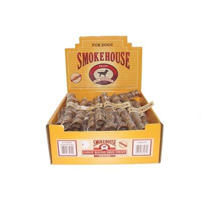Smokehouse Bacon Skin Twists LG 25ct Dog Food Smokehouse