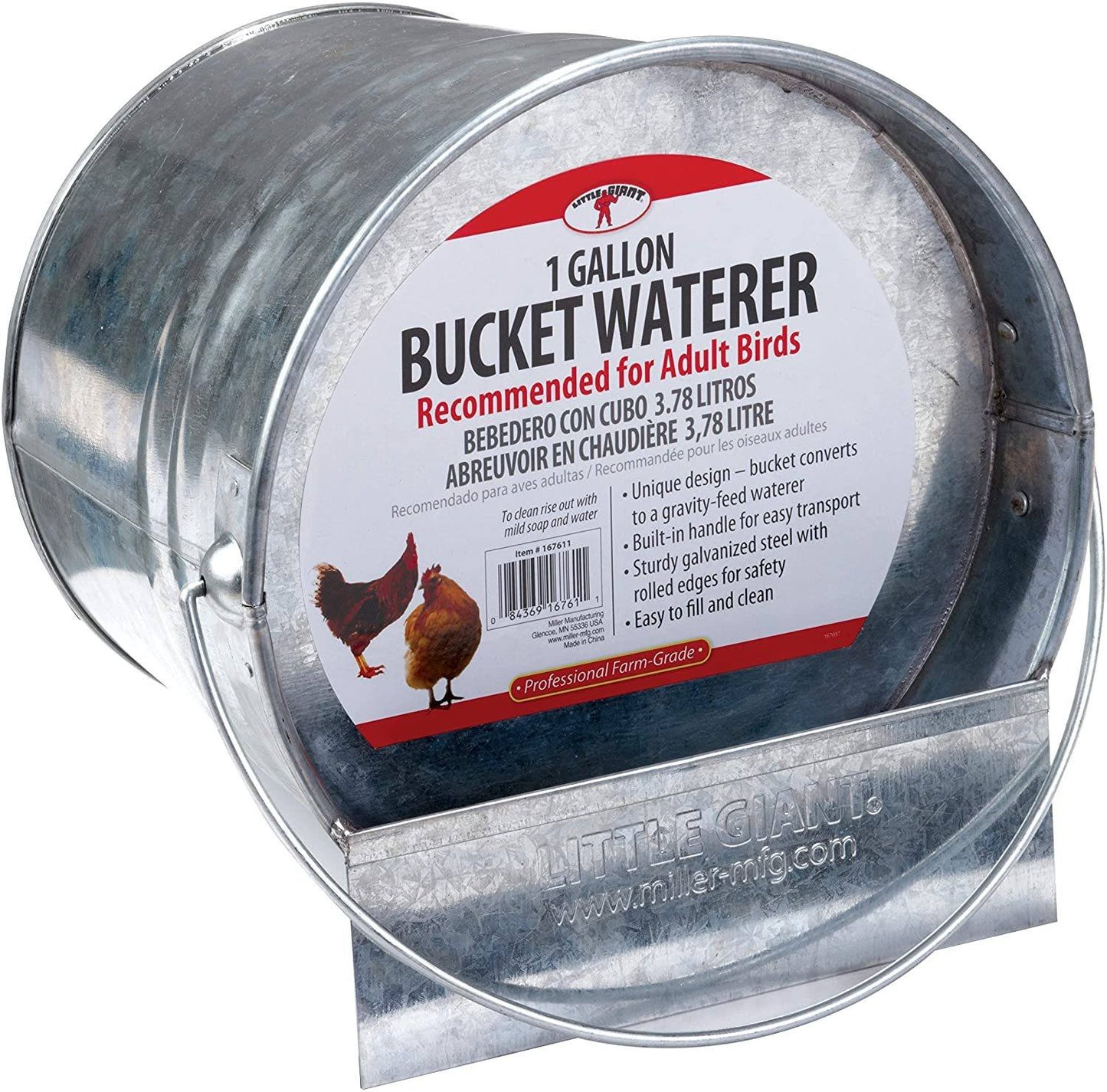 Little Giant 1 Gallon Galvanized Bucket Waterer poultrywaterer Kane Vet Supplies