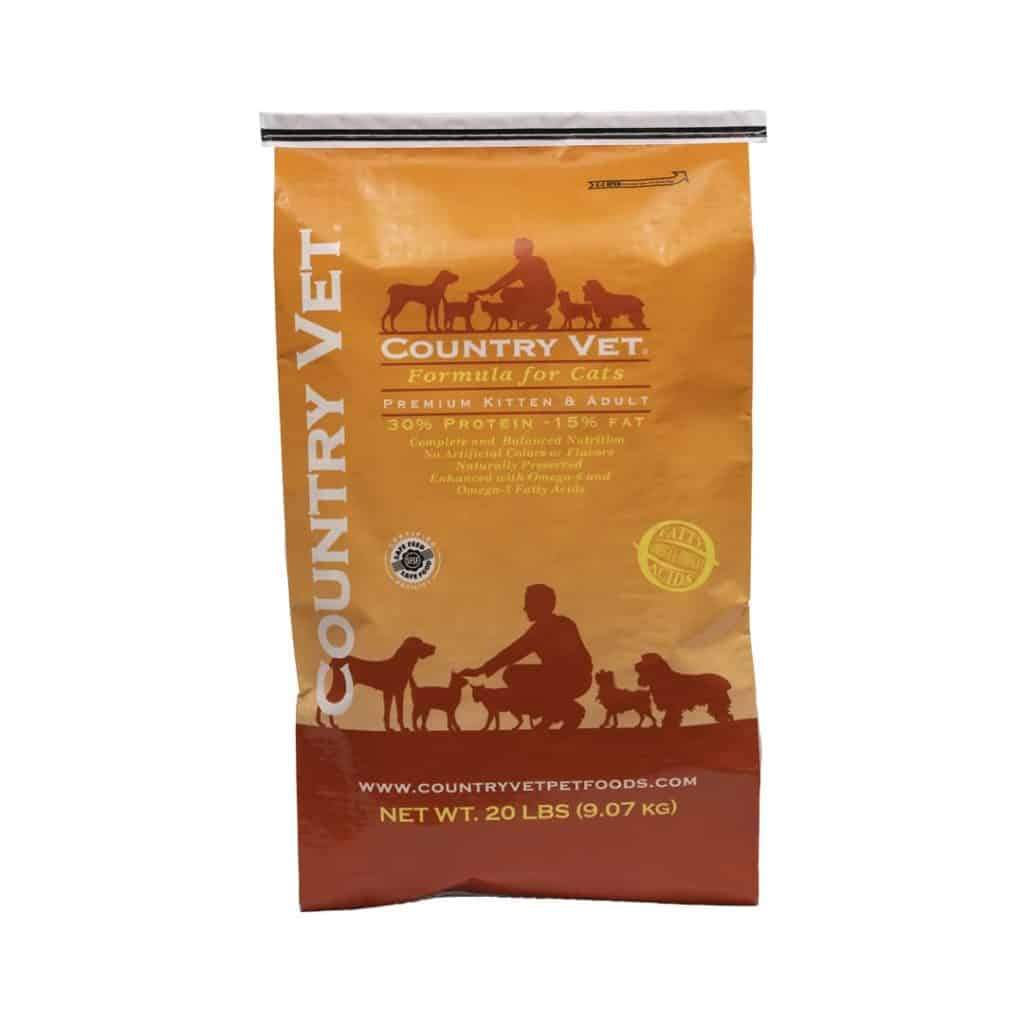 Country Vet Premium Cat Food 30/15 20lb Cat Food Country Vet