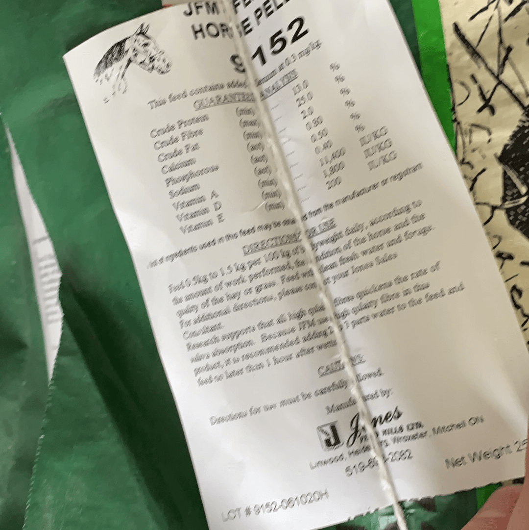 Jones 9152 Pellets Horse Feed Jones Feed Mill