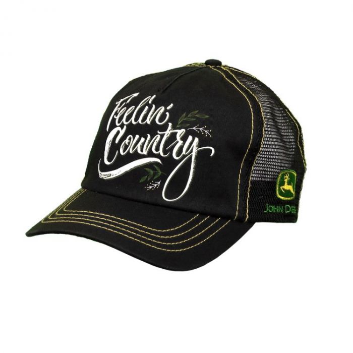 John Deere Ladies Mesh Hat Feelin' Country-Black John Deere Hat KB Depot Express