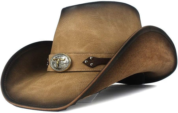 Modestone Faux Leather Cowboy Hat Style C 1083