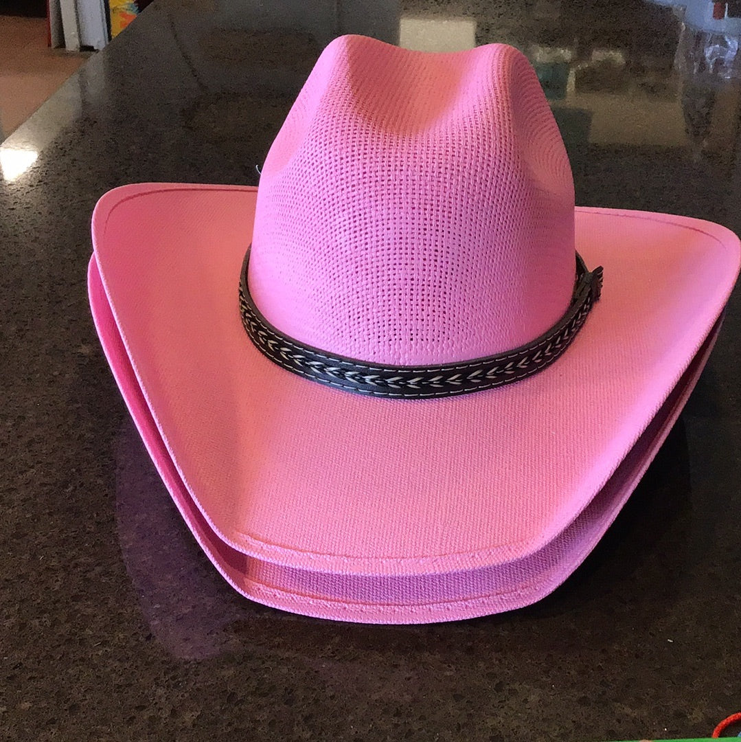 Modestone Kids Straw Cowboy Hat Pink