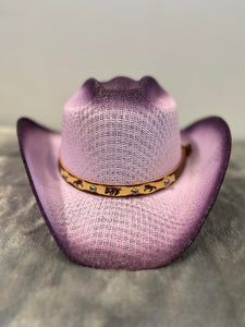 Modestone Kids Straw Cowboy Hat Purple