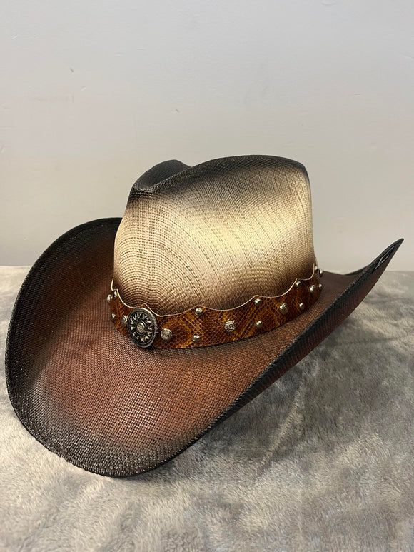 Modestone 2 Tone Straw Cowboy Hat Style 1888