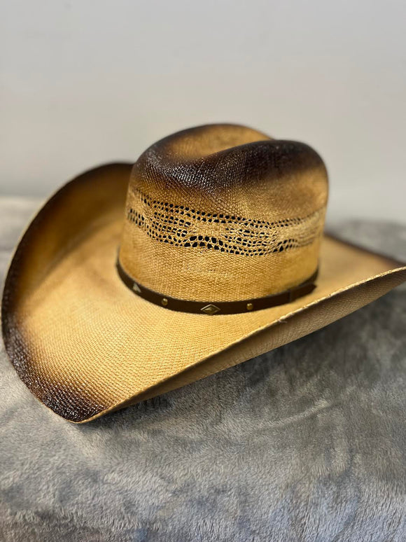 Modestone 2 Tone straw Western Hat