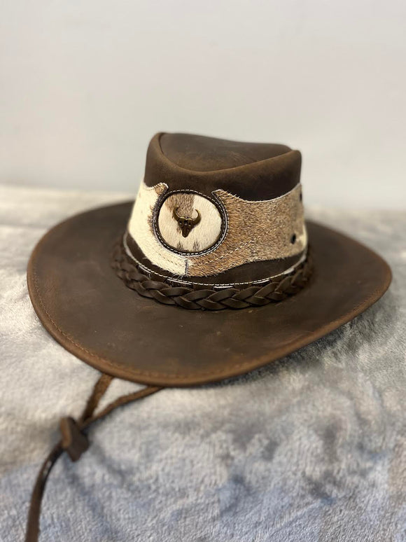 Modestone Leather Outback Hat, With hide band