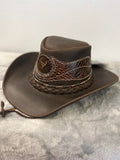 Modestone Leather Cowboy Hat With Faux Croc Skin Band Style 1489