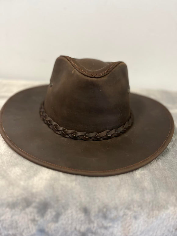 Modestone Leather Cowboy Hat With Plain Braided Band Style 1089