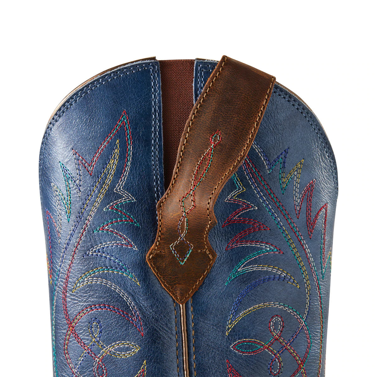 Ariat Womens Round Up Wide Square Toe Stretchfit Sassy Brown / Metallic Navy