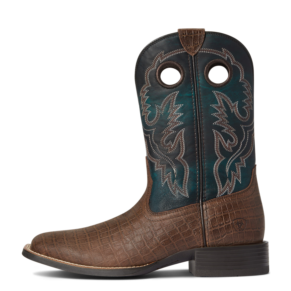 Ariat Men's Sport Buckout Chocolate Croc Print / Deep Azul