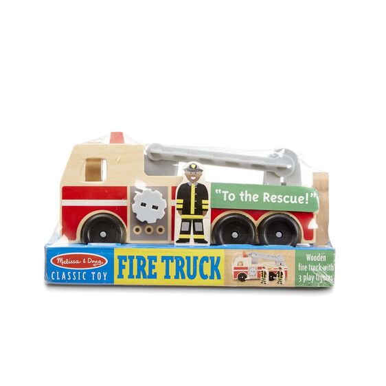 Classic Wooden Fire Truck Play Set Toy Melissa and Doug 