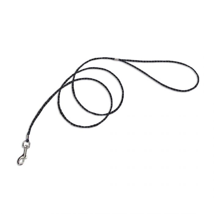 Coastal Braided Poly Clamped Leash Black Dog 1X1PC 1/8inx4ft