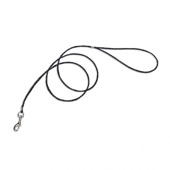Coastal Braided Poly Clamped Leash Black Dog 1X1PC 1/8inx4ft