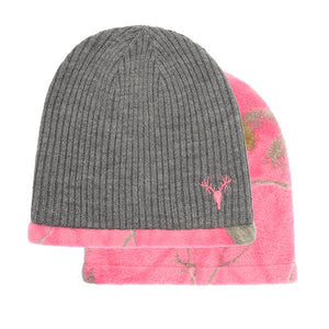 Ladies Knit Beanie, Reversible AP Pink Camo Hunting Continental Sports Inc. 