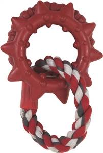 DOGZILLA Dino Links Dog Toy, S, Rubber, Gray/Red/White