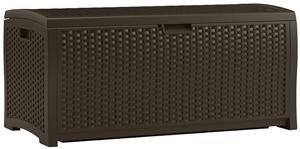 Suncast DBW7300 Wicker Deck Box, 73 gal Weight Capacity, Resin, Java Outdoor Storage Suncast 