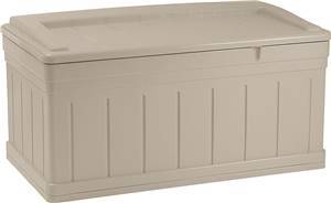 Suncast DB9750 Deck Box, 129 gal Weight Capacity, Resin, Light Taupe Outdoor Storage Suncast 