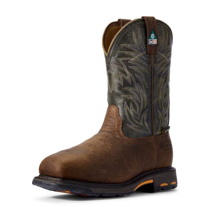 WorkHog Wide Square Toe MetGuard CSA MetGuard Composite Toe Work Boot Boots Ariat Brown 8 EE