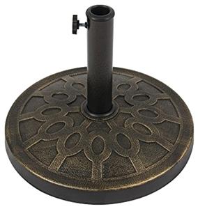 Seasonal Trends 69328 Umbrella Base, 17-1/2 in Dia, 17-1/2 in L, 13 in H, Resin/Steel/Plastic, Bronze Outdoor Furniture Seasonal trends 
