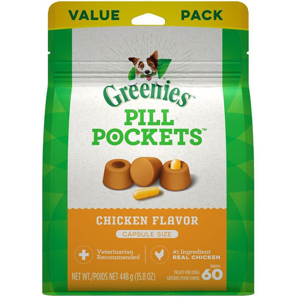 Pill Pockets Dog Chicken 15.8oz Capsule Dog Supplies Greenies 
