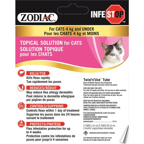 Zodiac Infestop Topical Flea Adulticide for Cats Under 4KG Cat Supplies Zodiac 