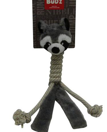 Bud'z Racoon Plush Dog Toy with Cotton Long Neck 15in KB Depot Express 