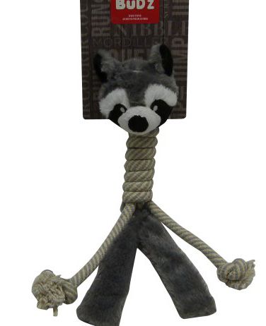 Bud-Z Racoon Plush Dog Toy w Cotton Long Neck 15in