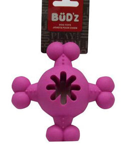 Bud'z Rubber Round Bone Dog Toy with Middle Treat Hole Pink 3.5in KB Depot Express 