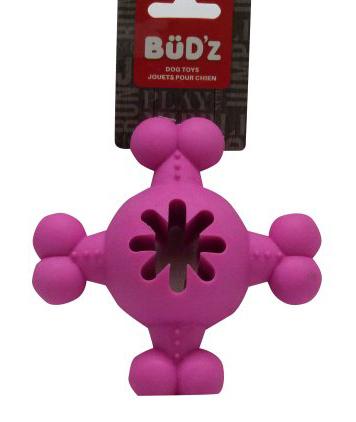 Bud'z Rubber Round Bone Dog Toy with Middle Treat Hole Pink 5in KB Depot Express 