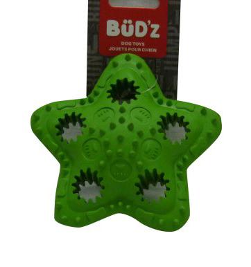 Bud'z Rubber Tough Treat Star Green Dog Toy 4.5in KB Depot Express 