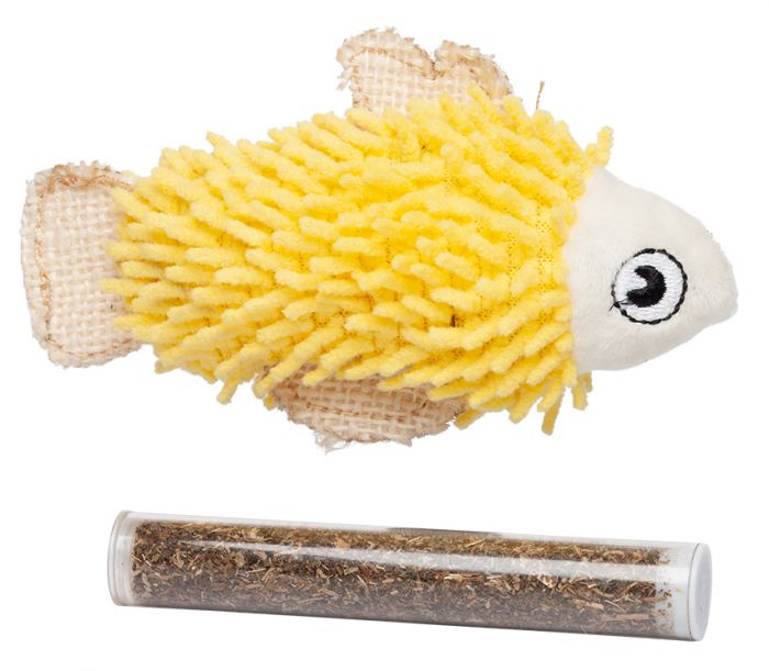 Bud-Z Yellow Fish w Catnip Tube Cat Toy 4.5in