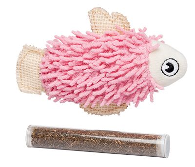 Bud-Z Pink Fish w Catnip Tube Cat Toy 4.5in