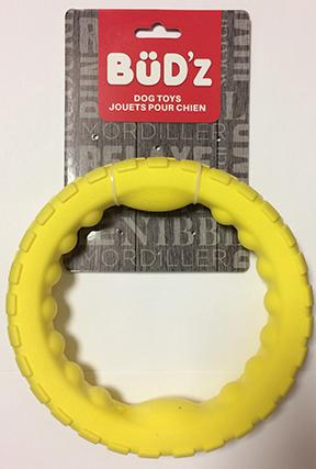 Bud’z Rubber Foam Ring Yellow Dog Toy 7.5inch KB Depot Express 