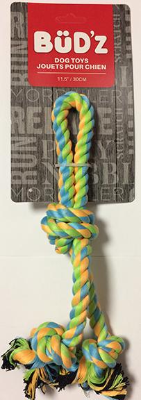 Bud’z Double Rope Dog Toy with 3 knots Green & Yellow 11.5in KB Depot Express 